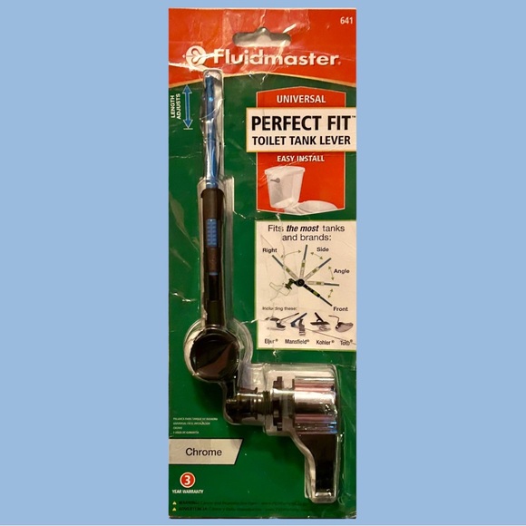 FLUID MASTER UNIVERSAL FIT TOILET TANK LEVER IN CHROME! - Picture 2 of 16